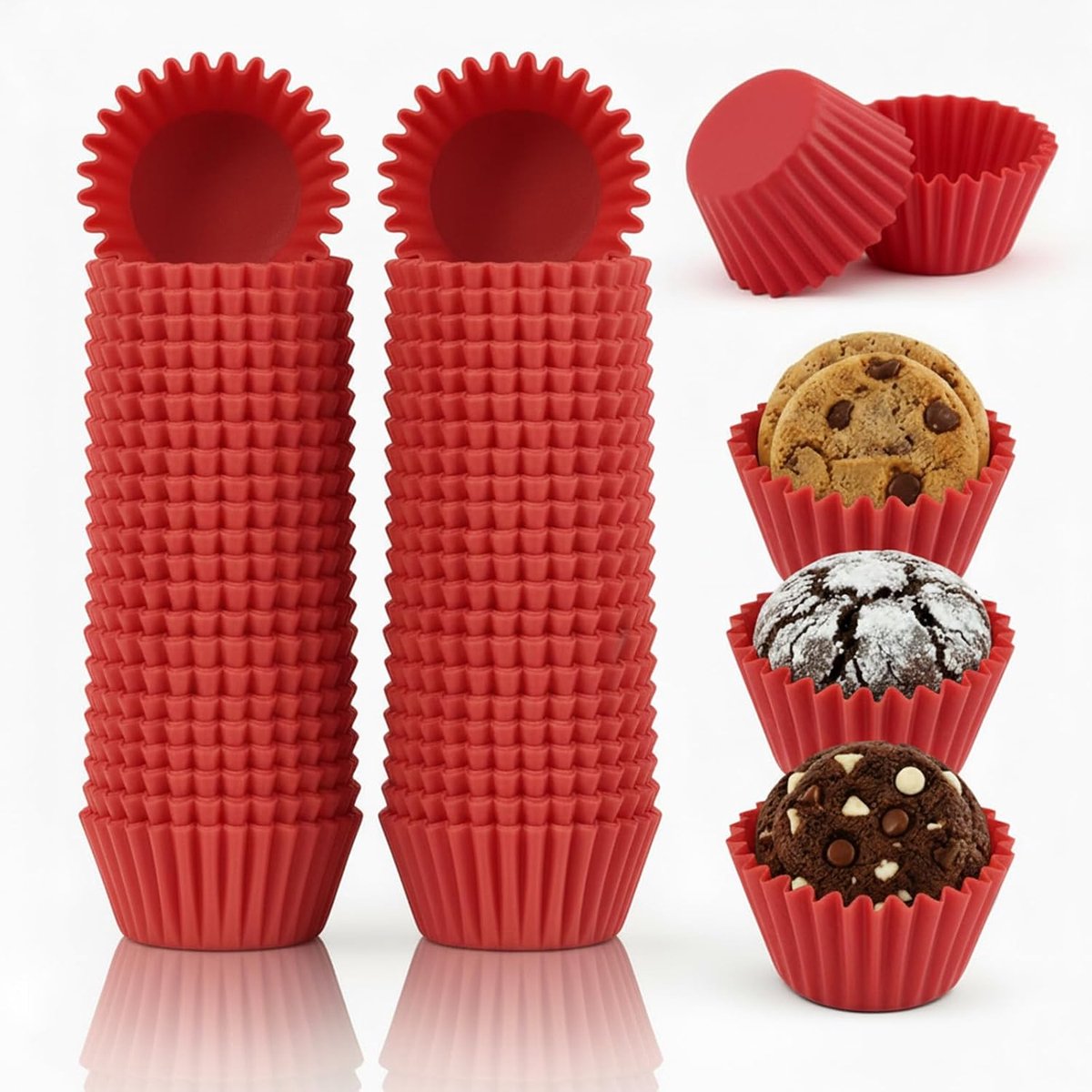 1000 stuks mini-cupcake-vormpjes, 2,5 cm diameter, papier, cupcake-vormpjes, kleine muffinvormpjes, chocolade, dessert, bakvormen voor bakken en koken