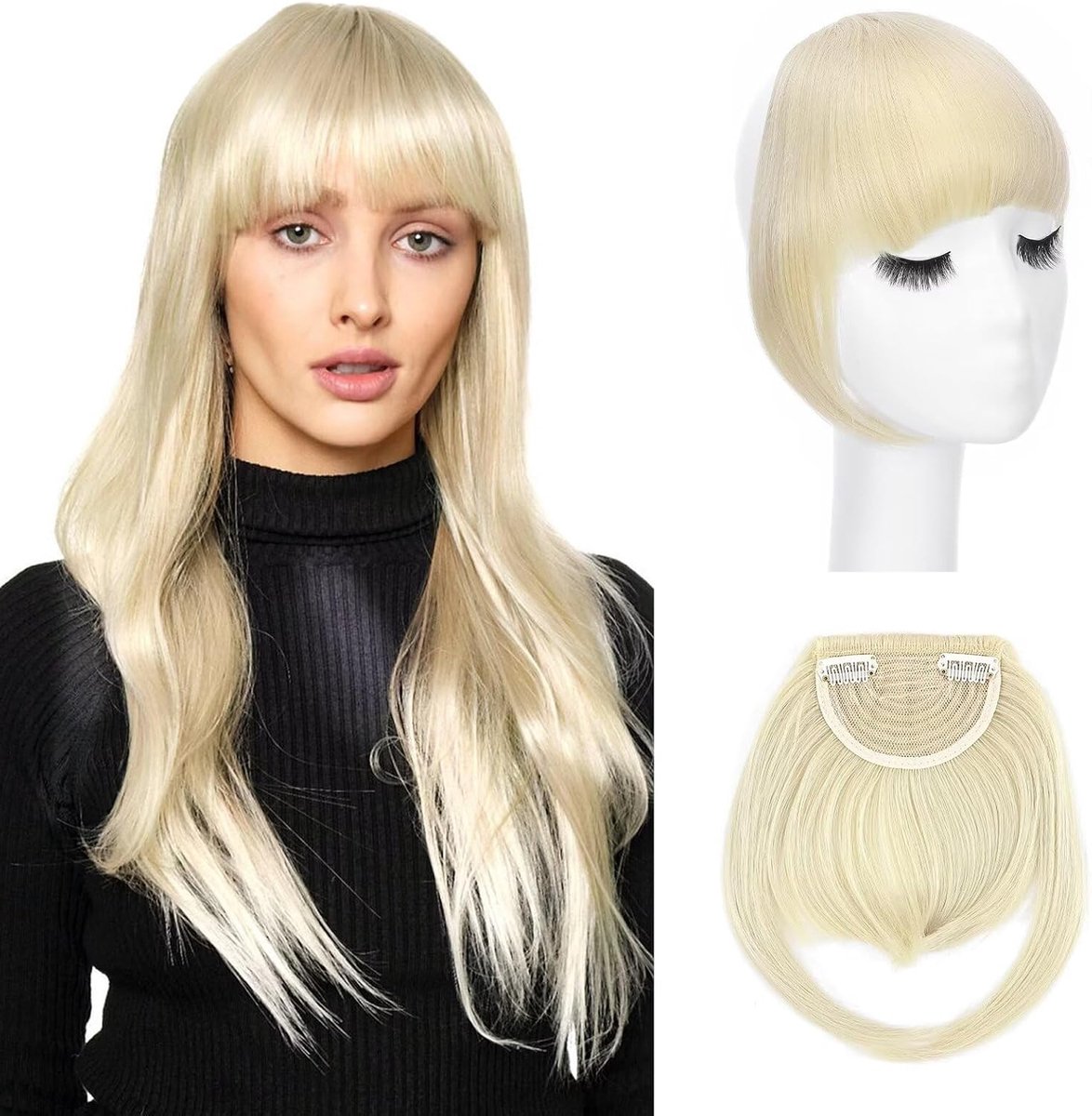 Pony haarstukje extensions clip-in net echt haar haarverlenging Franse Bang haarstukjes glad 2 clips voordelige extensie 30g blond
