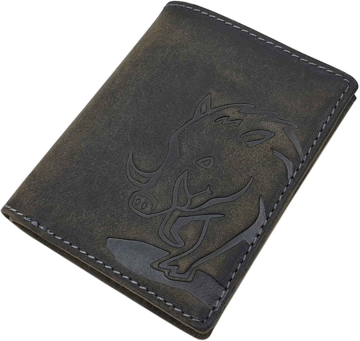 myledershop Echt buffel-portemonnee/portemonnee/portemonnee in portret- of landschapsformaat met wildzwijnmotief of zonder moitv met RFID- en NFC-bescherming