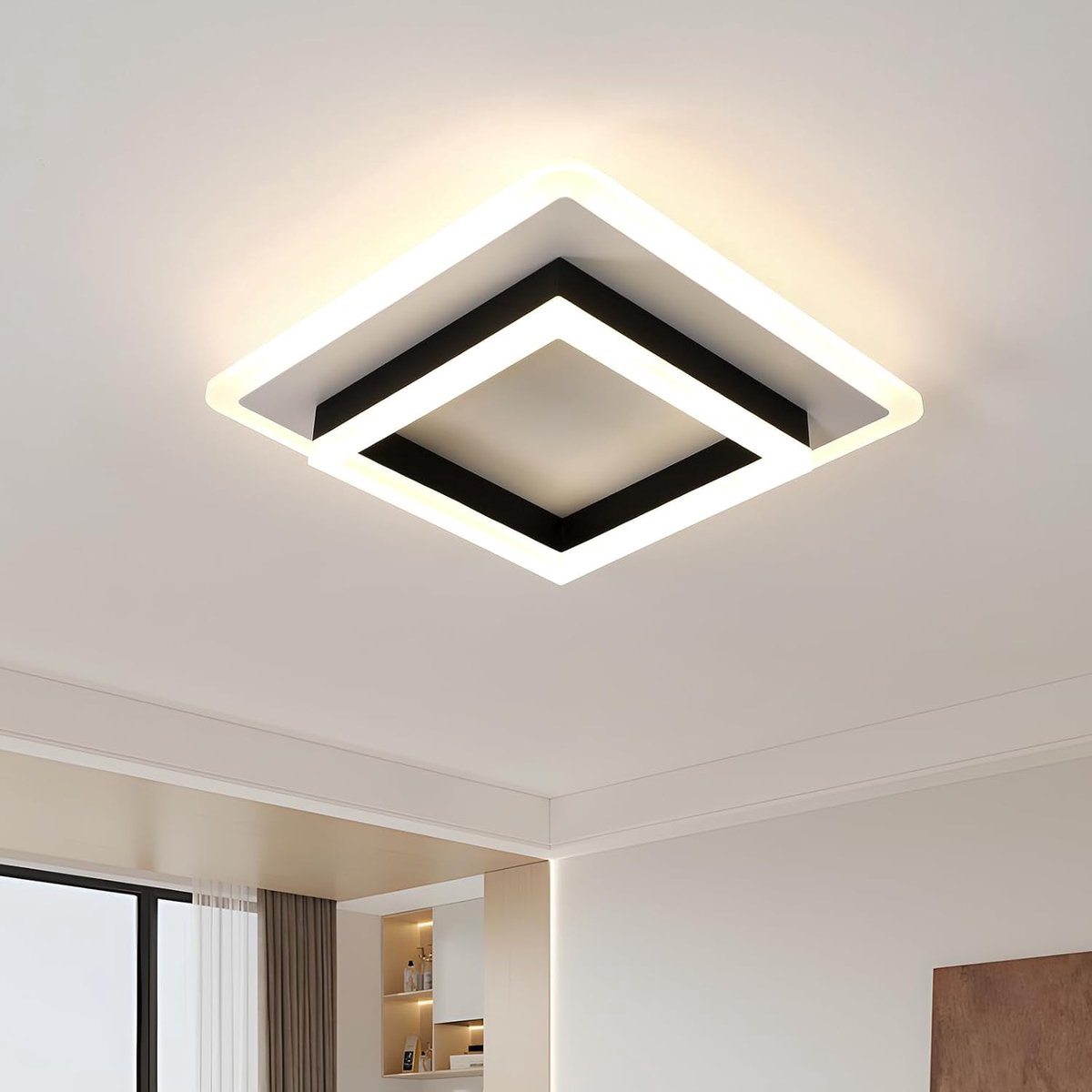 LED Plafondlamp Vierkant 30W 3300LM, 4500K Natuurlijk Wit, Moderne Plafondverlichting voor Slaapkamer, Eetkamer, Keuken, Gang
