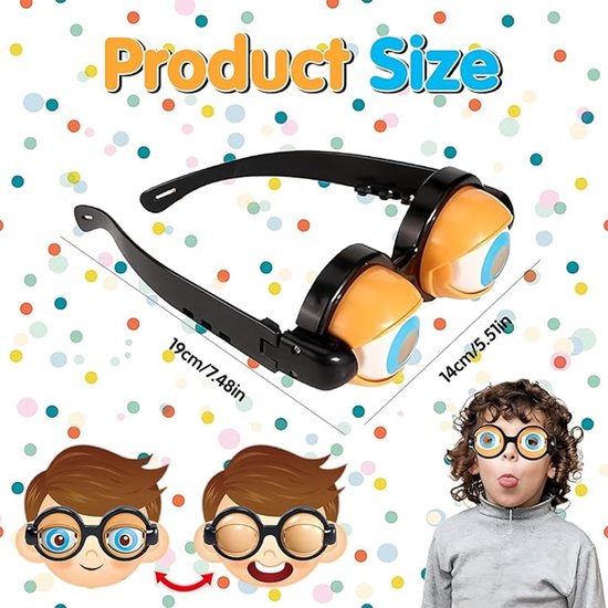 Foute Party bril - Grappige brillen met overdreven oogvormen - speelse accessoires - Verkleed Accessoires – Grappige Gekke Bril voor Carnaval, Feest & Halloween -Grappige brillen met overdreven oogvormen — afbeelding 5