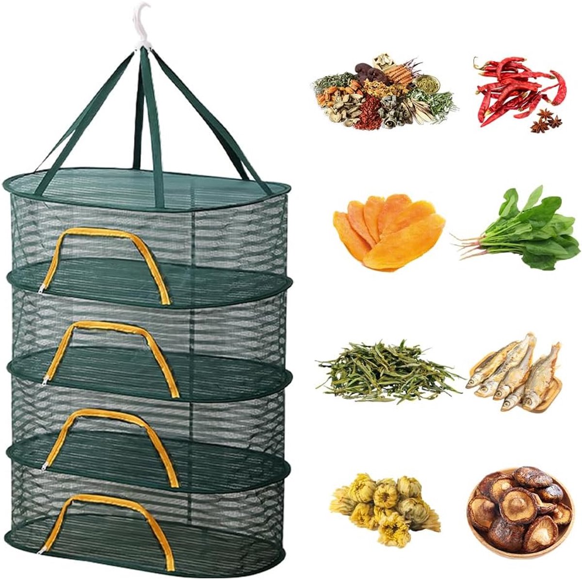 40 x 60 cm, Droognet Met 4 Lagen, Drogen Van Kruiden Met Ritssluiting, Hangende Droogzak Voor Planten, Vis, Groenten, Fruit