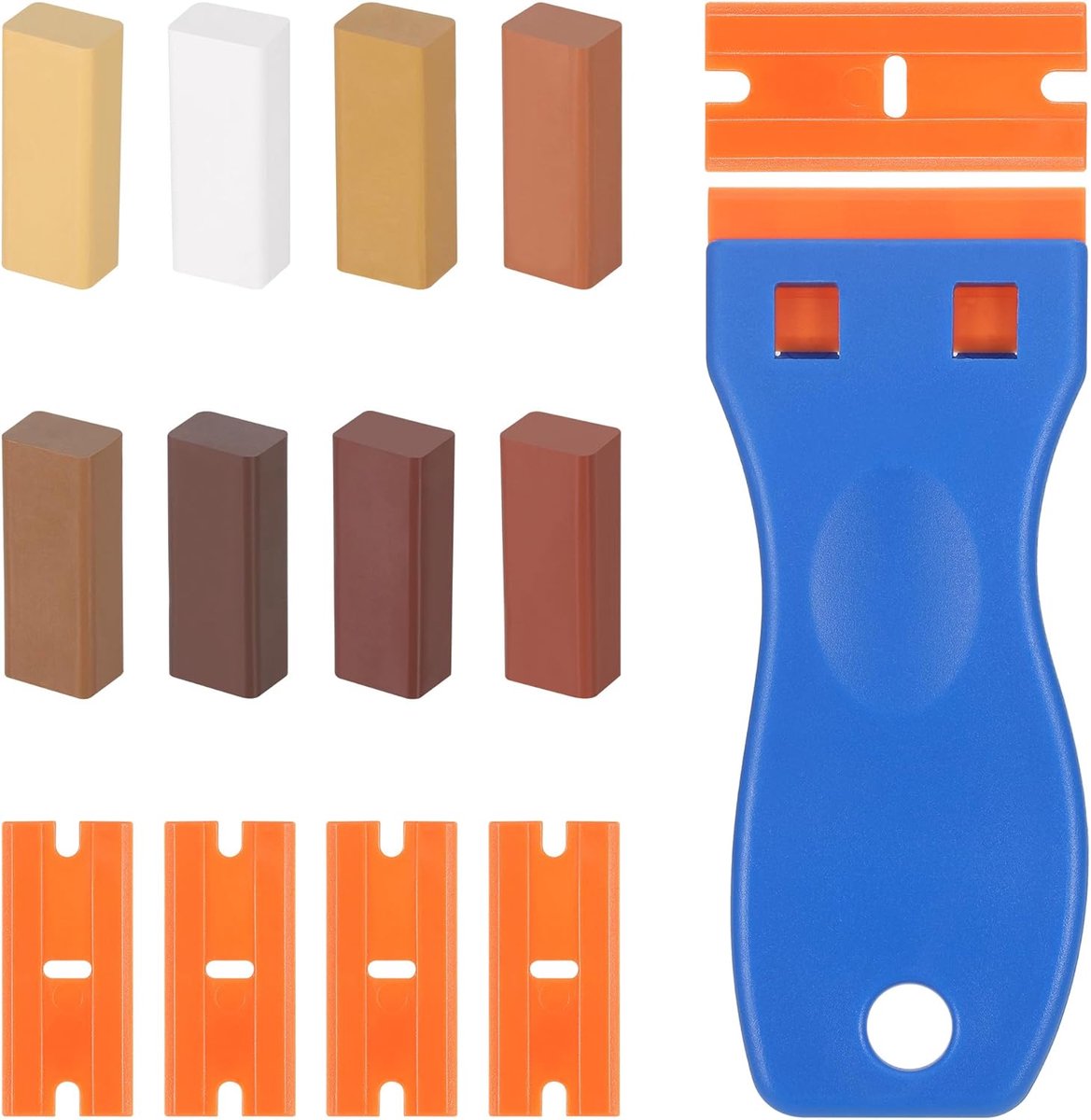14 stuks laminaat reparatieset, 8 kleuren hardwas reparatieset, laminaatreparatie met schraper, parket reparatieset van krassen gaten, werkblad, reparatieset, laminaatvloer voor vinyl houten meubels
