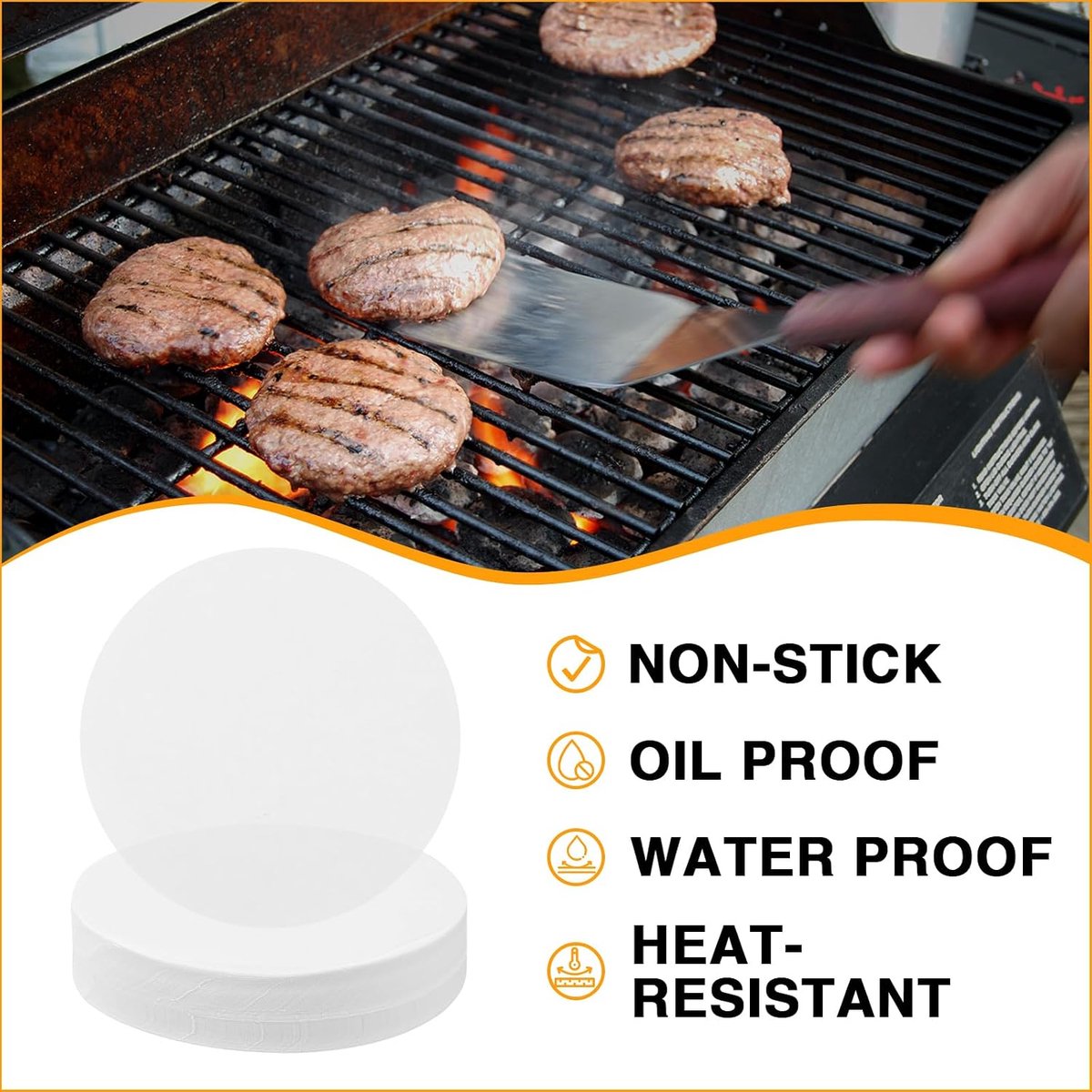 500 x anti-aanbakpapier, voor hamburgerpers, rond, diameter 11 cm