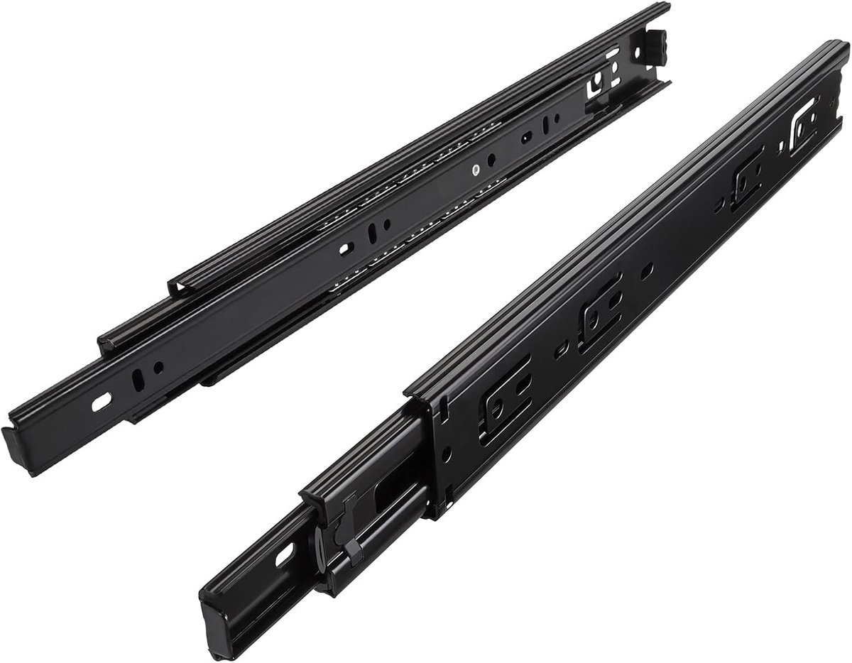 1 Paar (2 stuk) Volledig uitschuifbaar Ladegeleider KV3-45-H45-L300-NF Lengte 300 mm Draagkracht 45 kg Zwart van SOTECH
