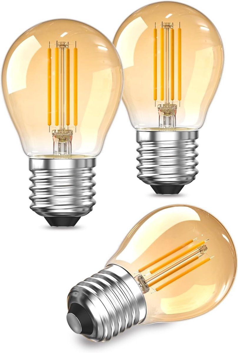 LED Filament Warmweiss 2.5W, Bernstein Vintage Glühbirne 2200K G45 Retro Edison Ersetzt 20W, Filament Dekolampen Für Restaurant, Café, Bar, Nachtlicht, Tischlampe (Nicht Dimmbar, 3 Stück