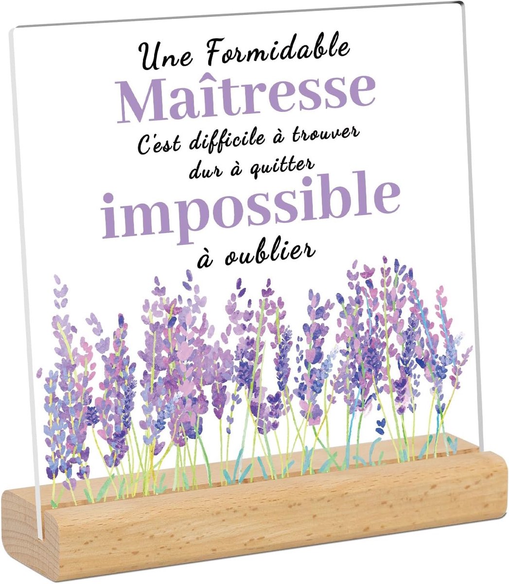 Maitresse D'école, acryl plaque cadeau Maitresse D'école Fin D'année, Formidable maîtresse, Merci Maitresse, idee origineel Cadeaux Meilleur Maîtresse, cadeau Fin d'année Scolaire