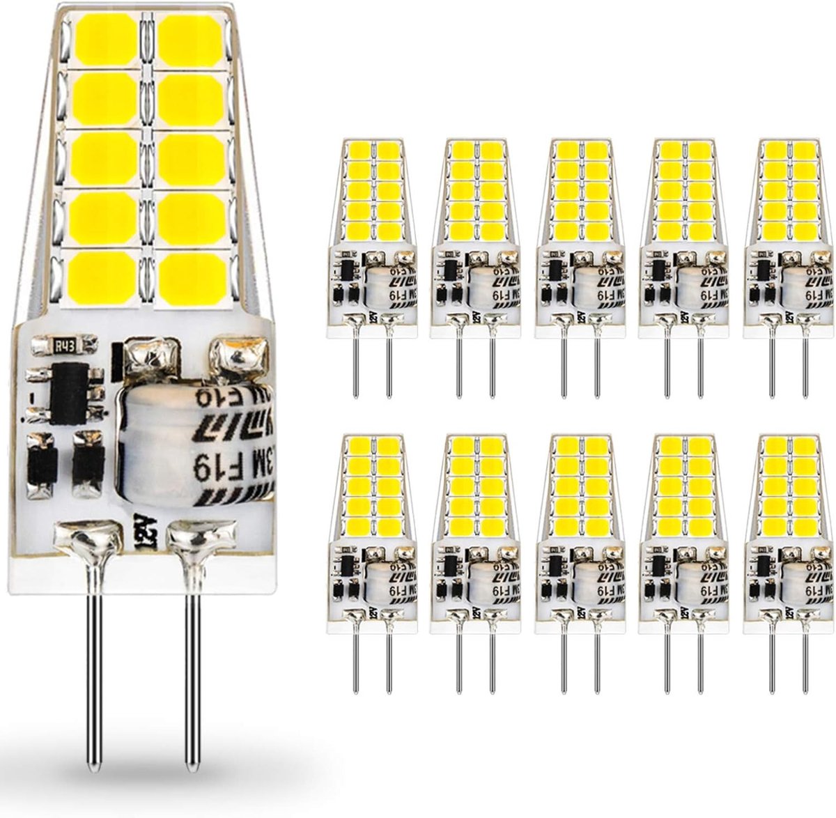 3.5W G4 LED Lampen, Vervanging voor Halogeen 35W, Warm Wit 3000K, Energiezuinig, 10 Stuks, AC/DC 12V, 400LM, Niet Dimbaar