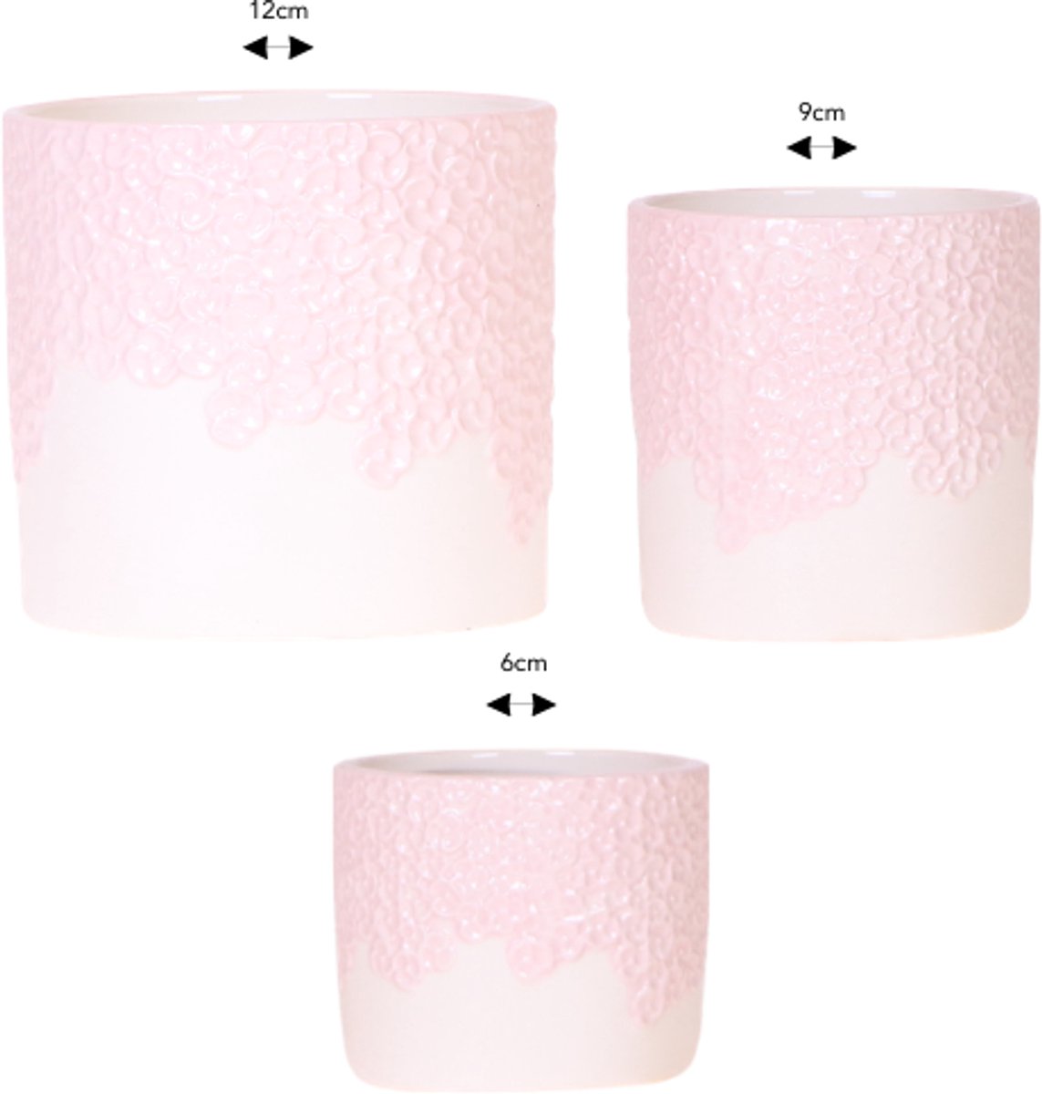 Kolibri Company | Combi deal | Bloom sierpot roze – set 6 cm + 9 cm + 12 cm