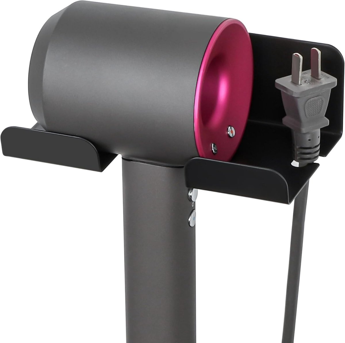SnelShoppen - Hair Dryer Holder zonder boren, Zwart Zelfklevend Haardroger Houder, Wand Haardroger Houder voor Badkamer, Slaapkamer, Hotel, SUS304 Roe