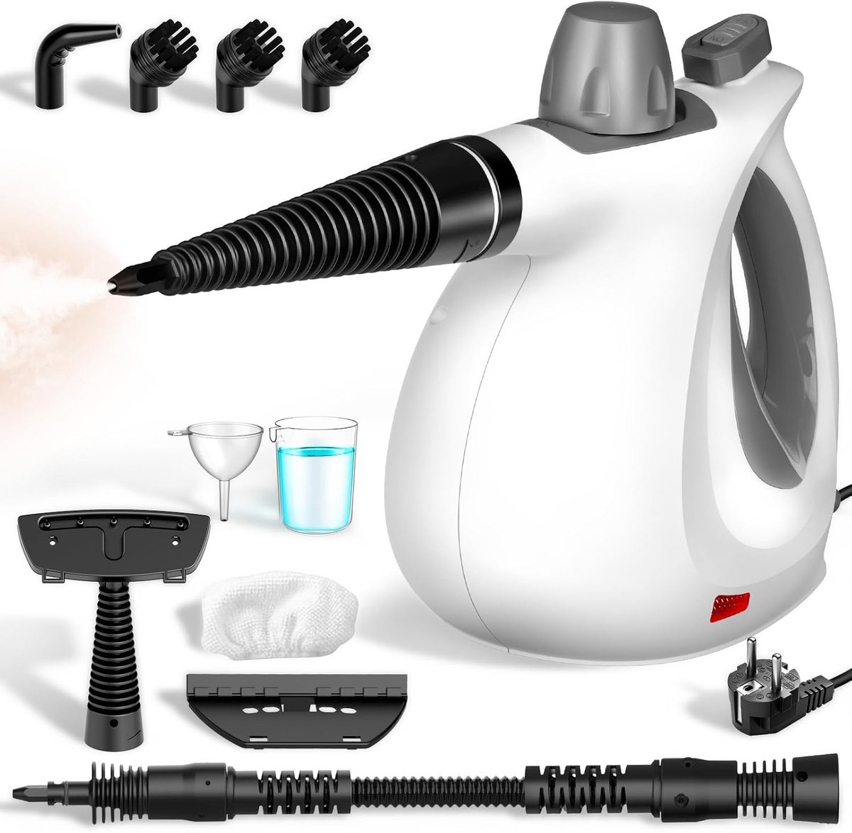 SnelShoppen - Draagbare Stoomreiniger, 100% Zonder Chemicaliën, Hogedrukstoom 1050 W, 3 Bar, Effectief Voor Keuken, Badkamer, Auto, Raam En Afdichting