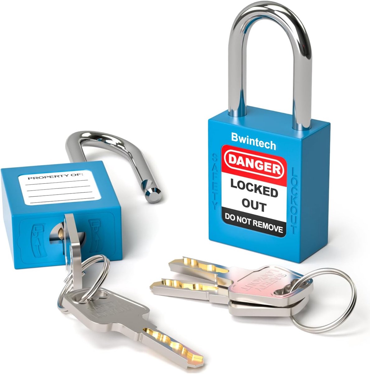 SnelShoppen - 2 Stuks 38MM Blauwe Veiligheidsslot met Sleutel voor Lockout Tagout Stations en Apparaten - Corrosiebestendig, Duurzaam, Ideaal voor Ind