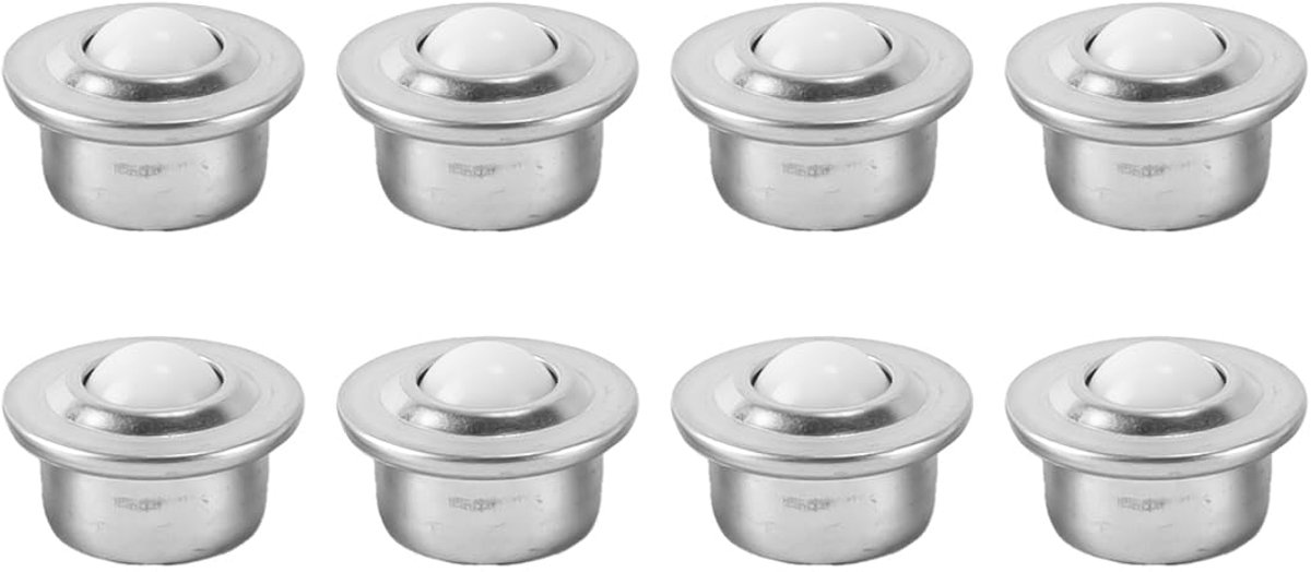 SnelShoppen - 8 Stuks 16mm Ballenrollen, Nylon Rollerlagers, 360 Graden Rotatie, Plaatmontage, IJzeren Nylon Wielen voor Meubels, Goederen en Keuken