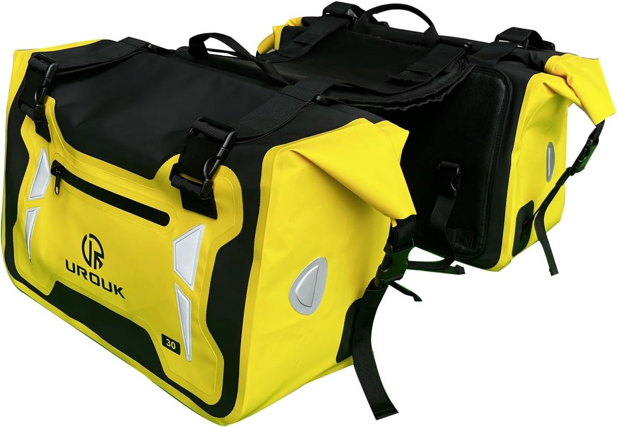 SnelShoppen - Motorfiets Zadel Tas 60 Liter, Waterdichte Motorfiets Tas, Zijkoffer, Geel, Ideaal voor Lange Rit en Avonturen