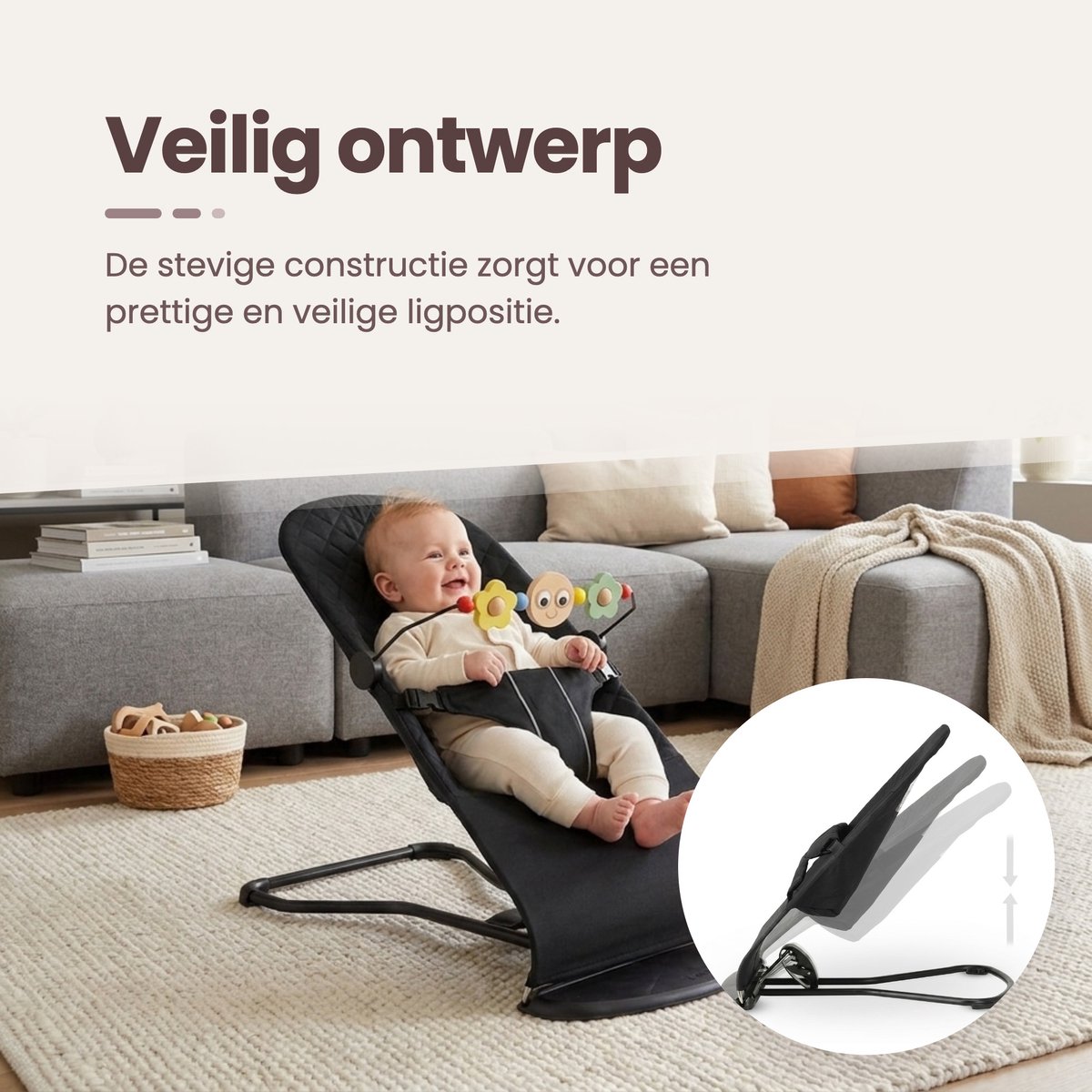 EAS Retail VOF 3Babies Wipstoel - Bouncer - Zwart thumbnail 3