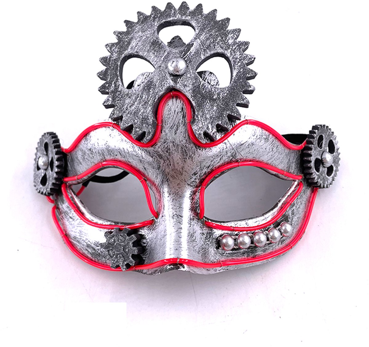 Doppler LED Steampunk Half Face Masker - Lichtgevend Verkleedmasker met 3 Lichtmodi - Halloween, Carnaval, Festival - Roze