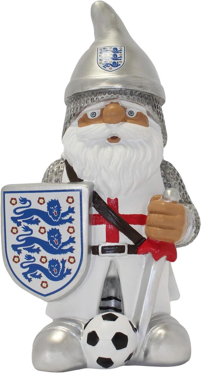 Engeland Kabouter - Tuinkabouter Voetbal - Fan Ruimte Decoreren - Officieel Gelicenseerd - 20 cm Hoog - Engeland Kleuren