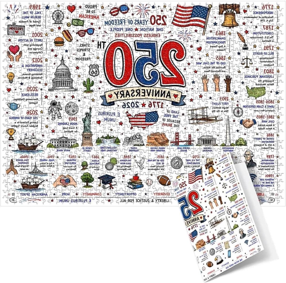 Patriottische Puzzel - Amerika Puzzel - Ontspannen Stressverlichting - Strakke Pasvorm - 50x70 cm - Multicolor