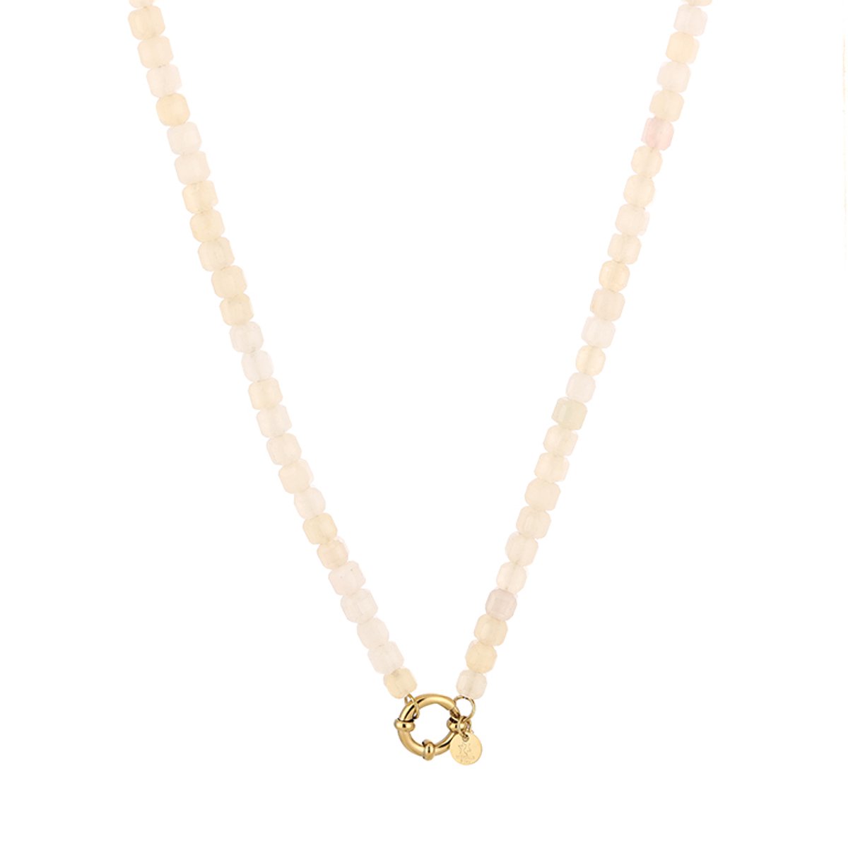 Fijne Natuurstenen Kralenketting – Natuurstenen Kralen Ketting Fijn – RVS - Beige