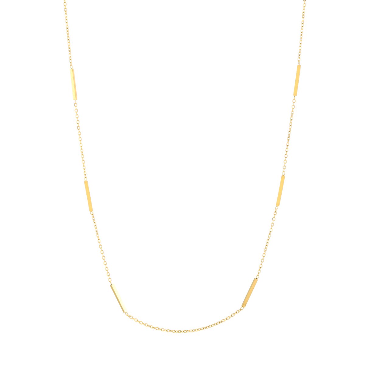 Staafjes Elementen Fijne Schakelketting – Basic Bar Ketting – RVS - Goud