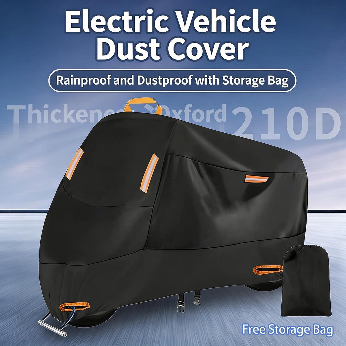 Waterdicht Motorhoes - 245 x 105 x 125 cm - 210D Oxford Afdekhoes - voor Motor & Scooter - Winddicht - met Elastische Zoom & Klikgesp - UV-Bestendig & Ademend - Inclusief Opbergtas - Zwart – foto 2