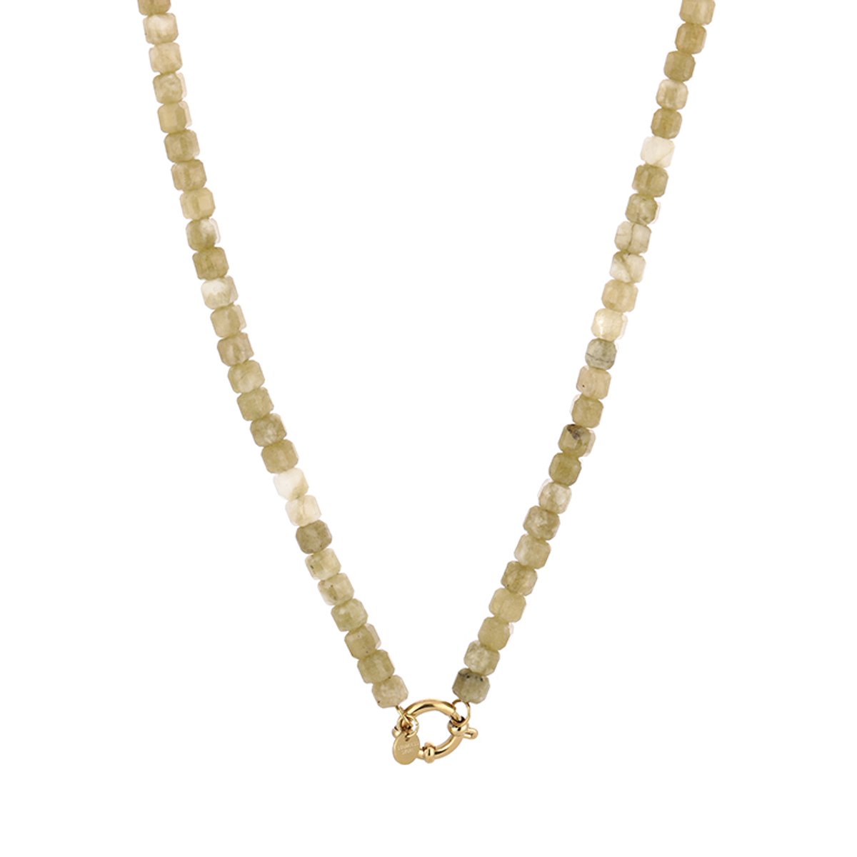 Fijne Natuurstenen Kralenketting – Natuurstenen Kralen Ketting Fijn – RVS - Licht Groen