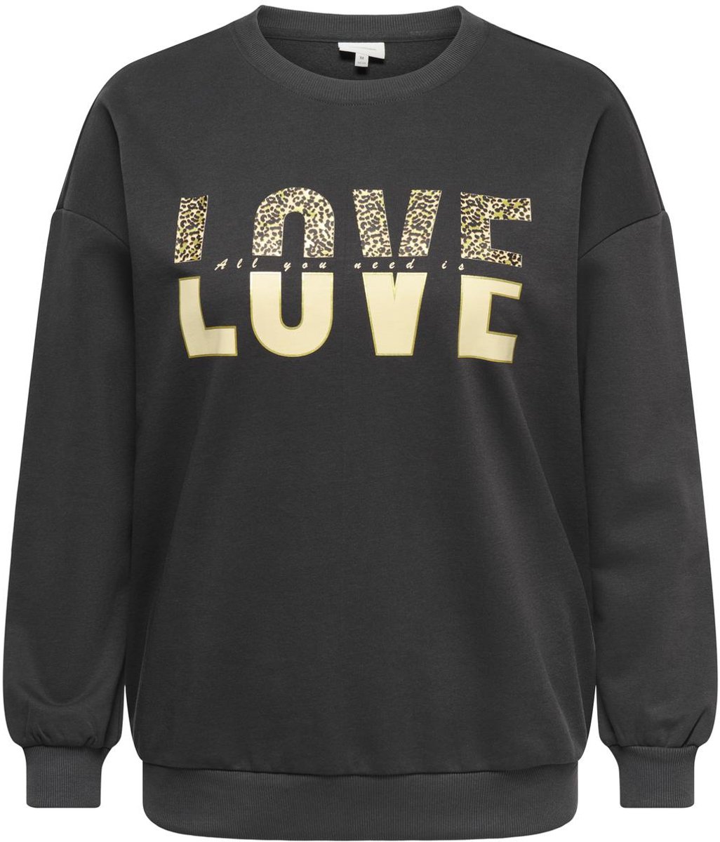 ONLY CARMAKOMA - CARTAMMIE L/S LEO PRINT O-NECK SWT JRS Dames Trui