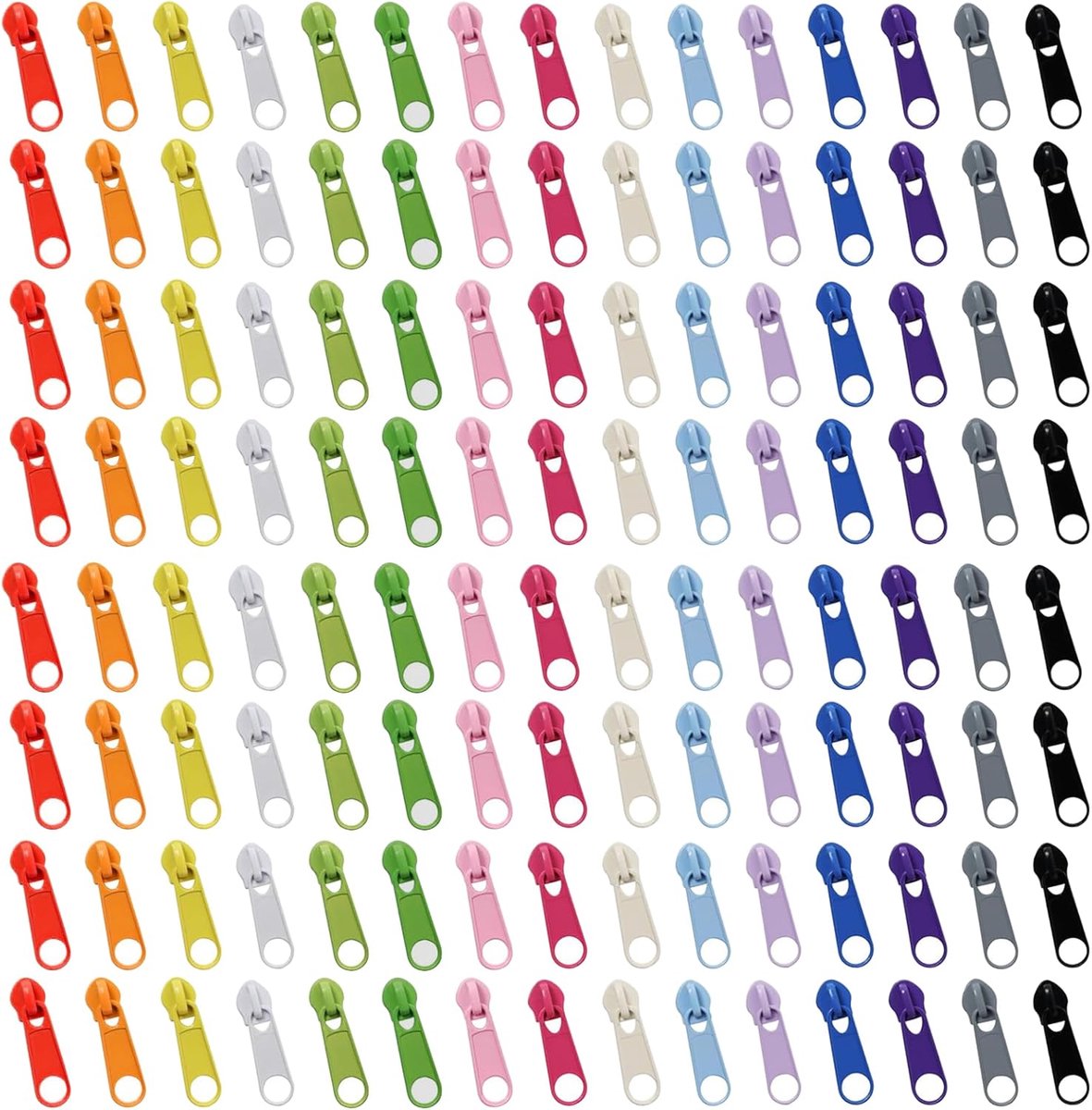 120 stuks ritssluitingschuiven, vervanging nr. 3, kleurrijke ritssluiting, ritssluiting, reparatieset, fix-ritssluiting voor naaien, kleding, jurken, jassen, koffers, knutselen (15 kleuren)