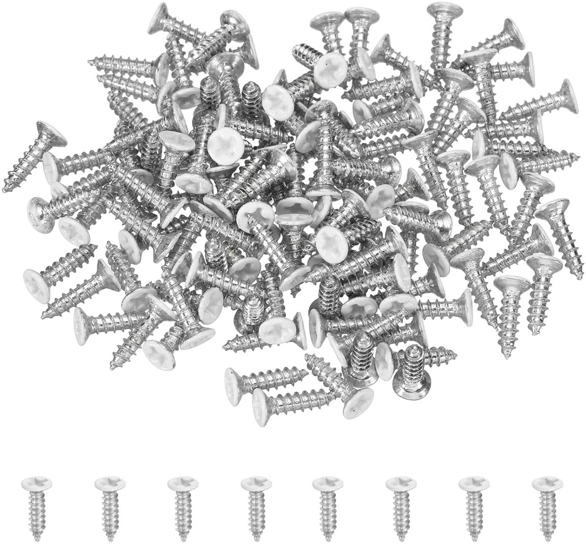 Houtschroeven, M2 x 8 mm, verzinkt koolstofstaal, zelftappende schroeven, volledige schroefdraad, verzonken kop, universele schroef voor huis en kantoor, zilver