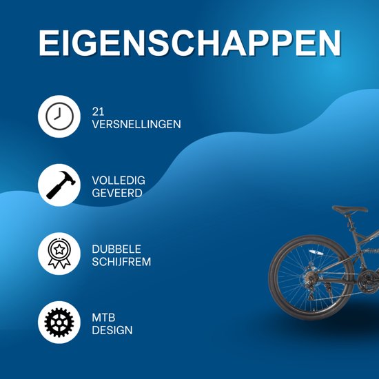 Mountainbike - Voor heren en dames / volwassenen - 21 versnellingen, volledige vering, dubbele schijfrem - 66 cm, zwart — afbeelding 2