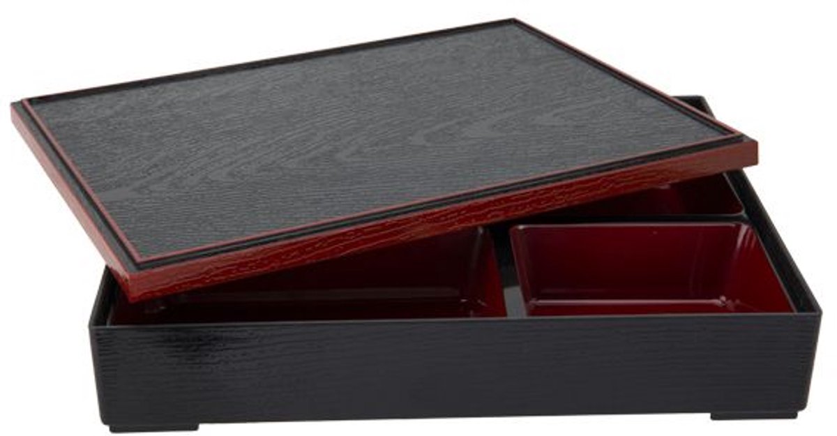 Asian-Bento -Box -Zwart-Rood - 30x24.5x6cm