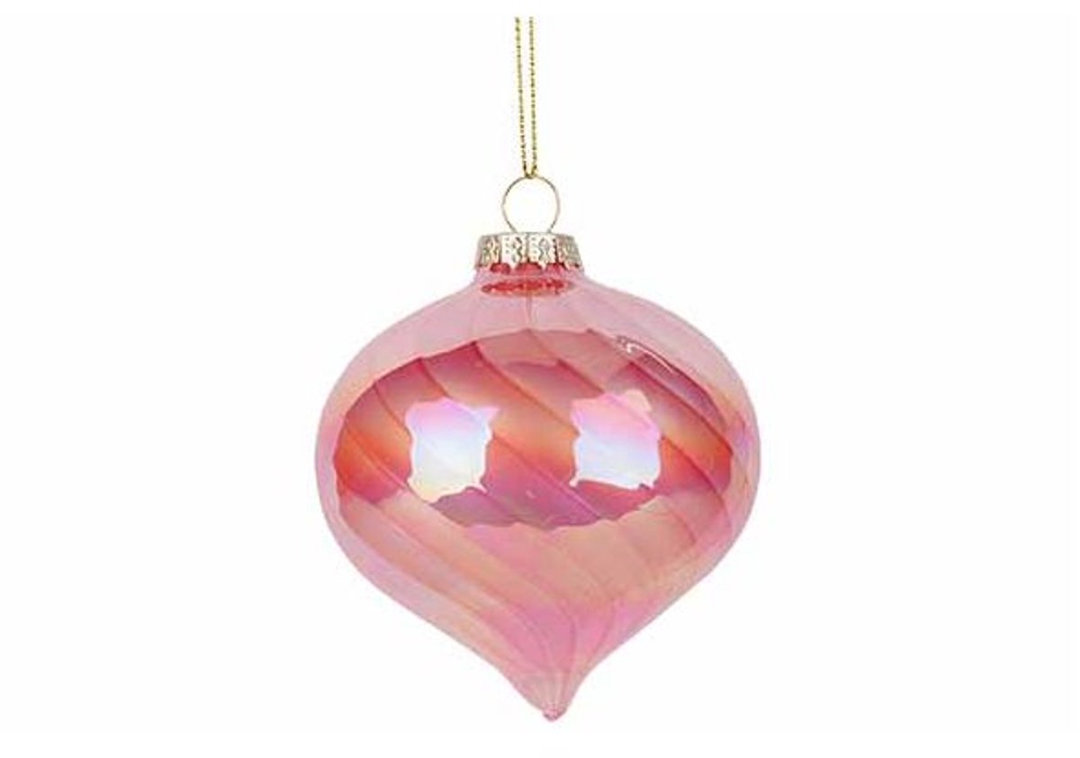 Hanger Swirl Drop Roze 8x8xh8cm Glas