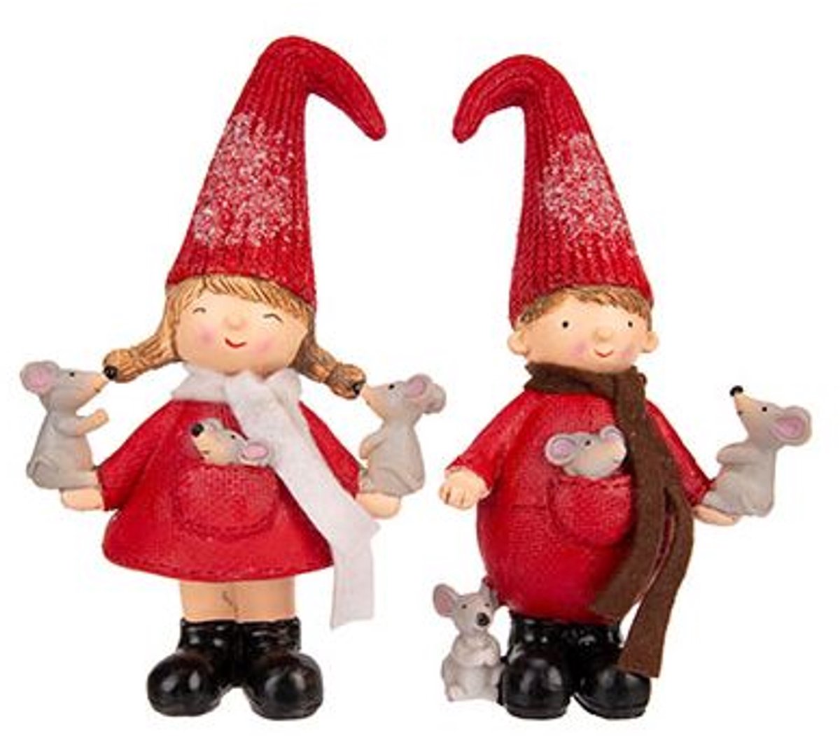 Winterkind 2ass Rood 11x7xh18,5cm Resin