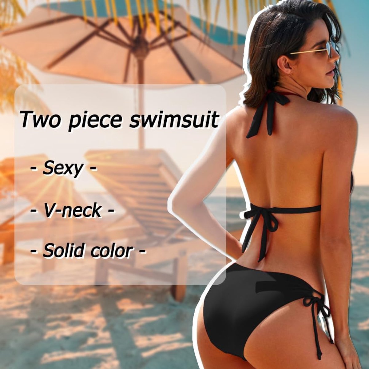Badpak voor dames, push-up, gevoerde beha, bikini, tweedelige bikini, push-up, tweedelige badmode, damesbadpak, hoge taille, beachwear
