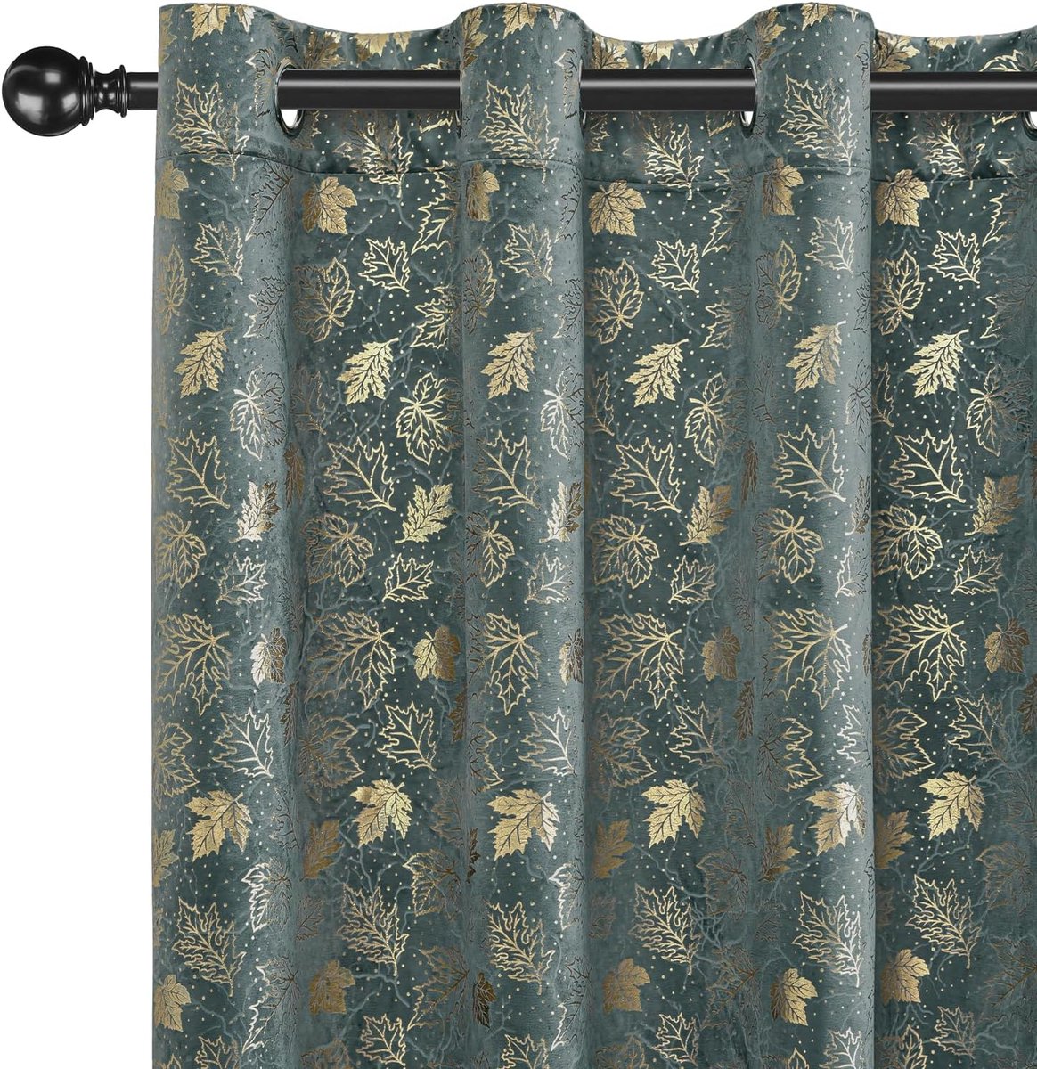 Gordijnen Set Van 2, 117x137cm, Ondoorzichtig Warmte-Isolerende Thermische Gordijnen Met Ringen, Geluidsbescherming, Voor Slaapkamer Woonkamer, Groen