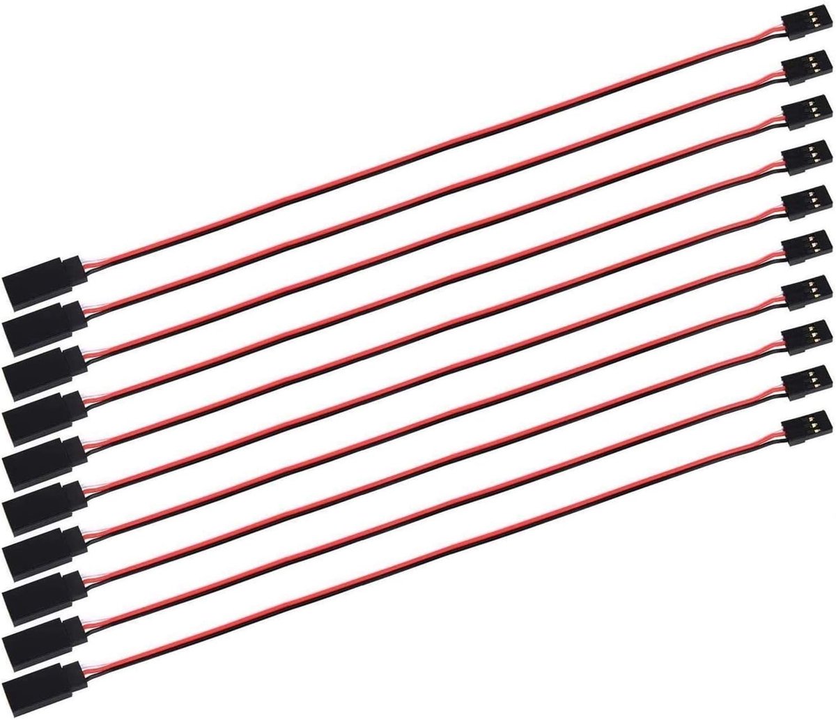 Set van 10 servo-extensiekabels 50 cm 3-polig JR mannelijke en vrouwelijke Futaba-kop voor RC-vliegtuig