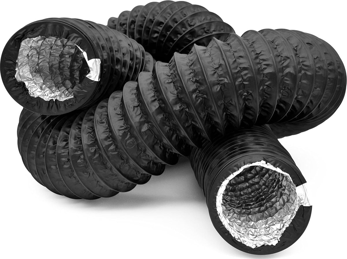 VENT Flexibele afvoerslang, ventilatieslang, met aluminium, isolatie van pvc, buis, flexibele slang, ventilatie-uitgang, flexibele buis voor airconditioning, wasdroger (zwart, Ø 160 mm, lengte 3 m
