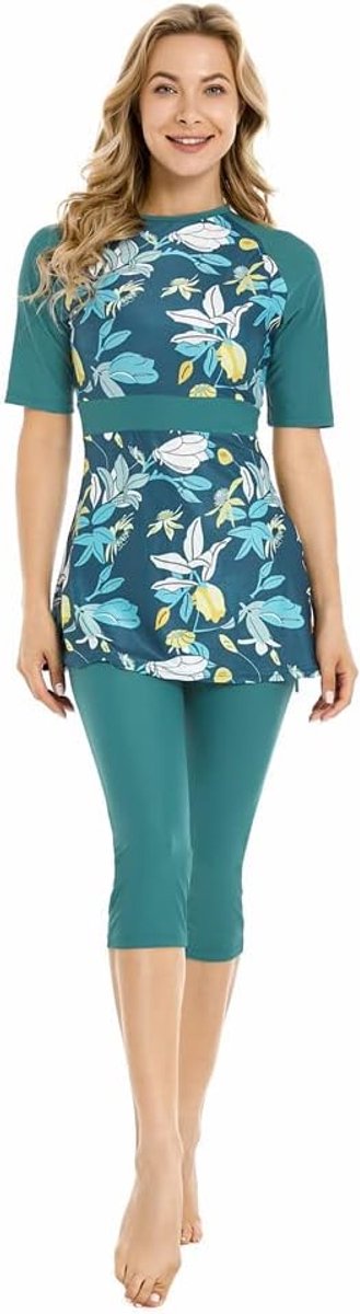 Rash Guard Badpak Korte Mouw Surfpak Bescheiden Badmode voor Vrouwen Burkini Beachwear Kostuum Bescheiden Zwempak