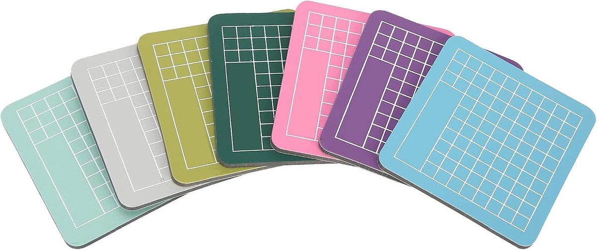 7 stuks mini snijpad, 6x6cm kleurrijke zelfgenezende snijmat kleine naaimat voor scrapbooking quilten naai-accessoires, mintgroen, groen, matcha, grijs,