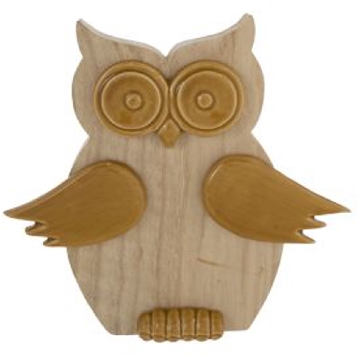 Cosy @ Home Uil Wood Camel 15,5x3,1xh14,4cm Rond Dol