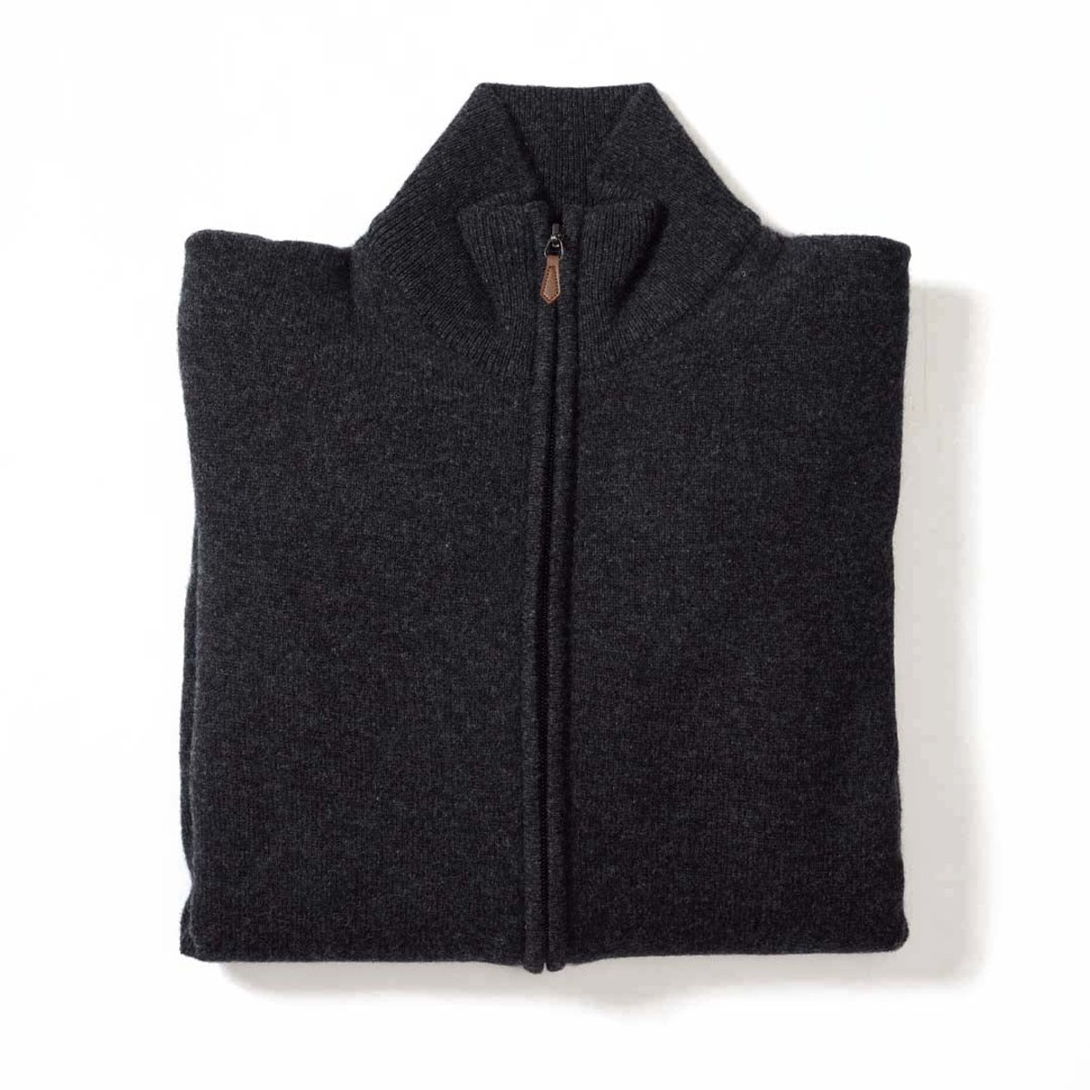 Osborne Knitwear Windstopper cardigan met rits - Dames - Lamswol - Charcoal - Zwarte voering - XL