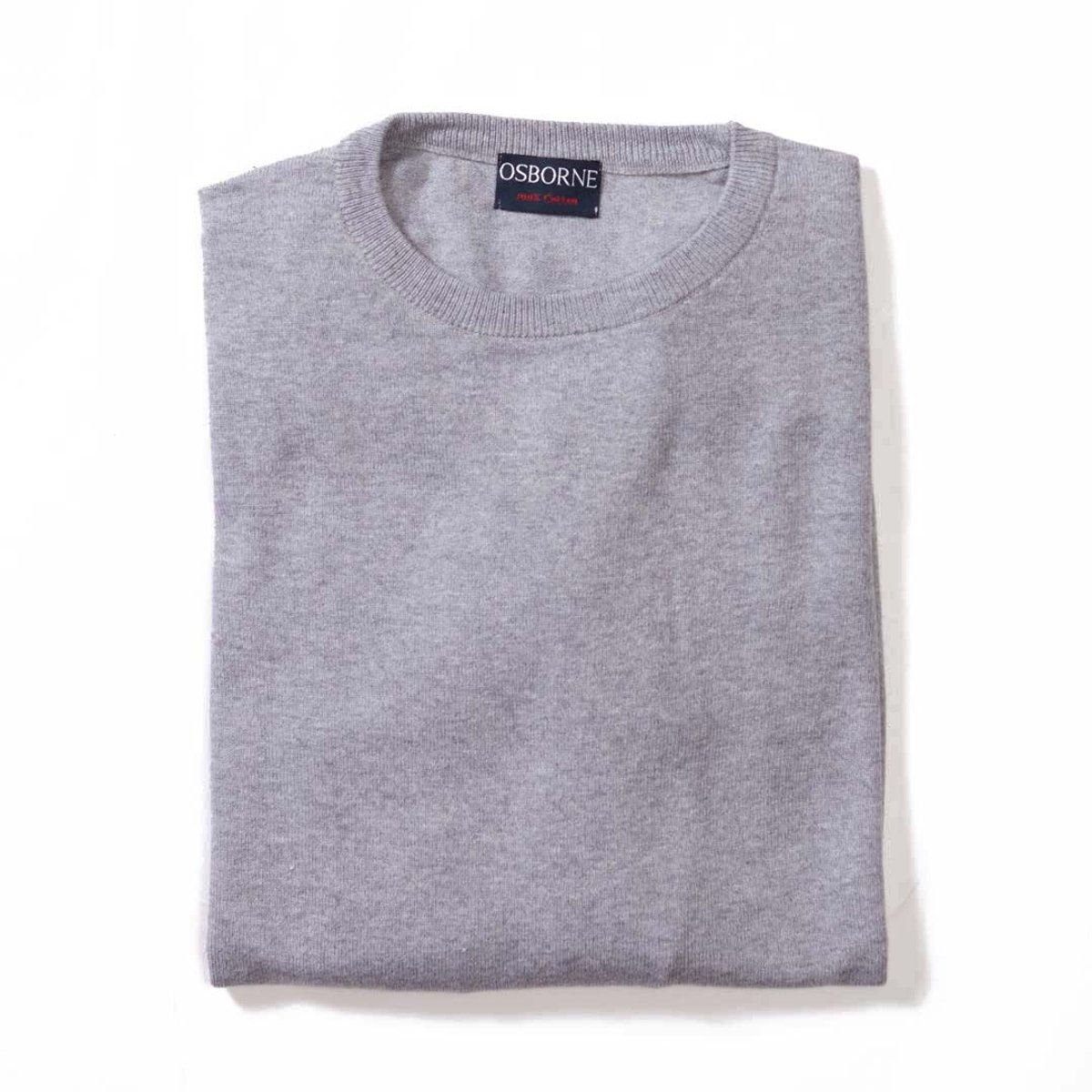 Osborne Knitwear Trui met ronde hals - Katoen - Light Grey - 3XL