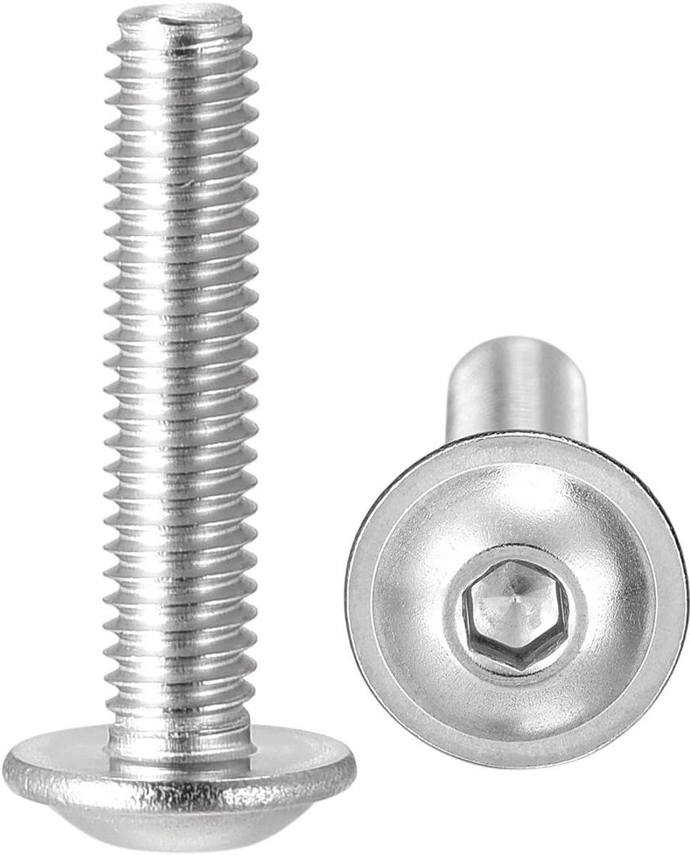 sourcing map Inbusschroeven met flens M3 x 14 mm, 304 roestvrij staal, bevestigingsschroeven, machineschroeven met volledige schroefdraad, 50 stuks