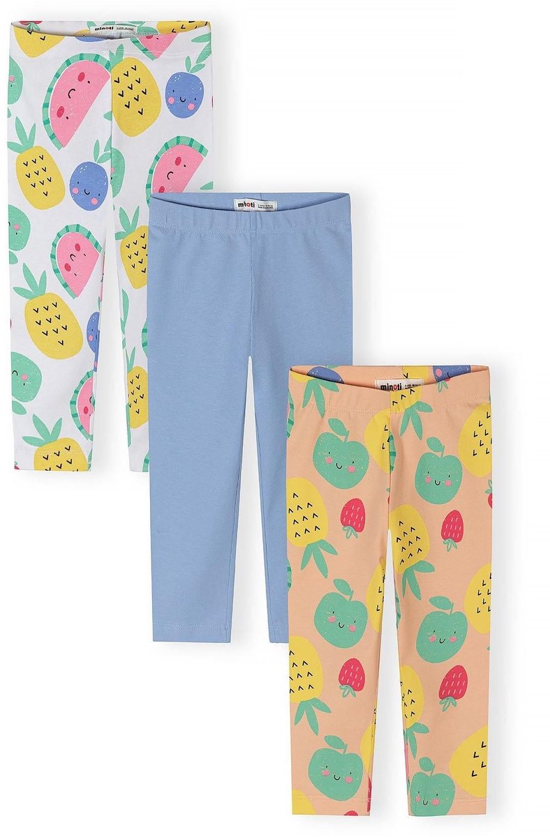 Minoti meisjes legging 3-pack capri katoen - fruitprint