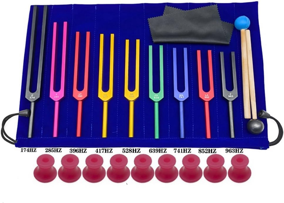 9 stuks stemvorken van aluminiumlegering, stemvorken voor therapie, stemtherapie, zwart