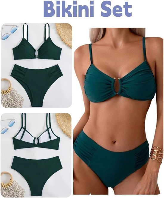 Dames Set Halter Driehoek Badpakken String Bikini Hoge Taille Sexy Zwempak Buikweg Zomer Hoge Taille Tweedelig Badpak S-XL — afbeelding 3