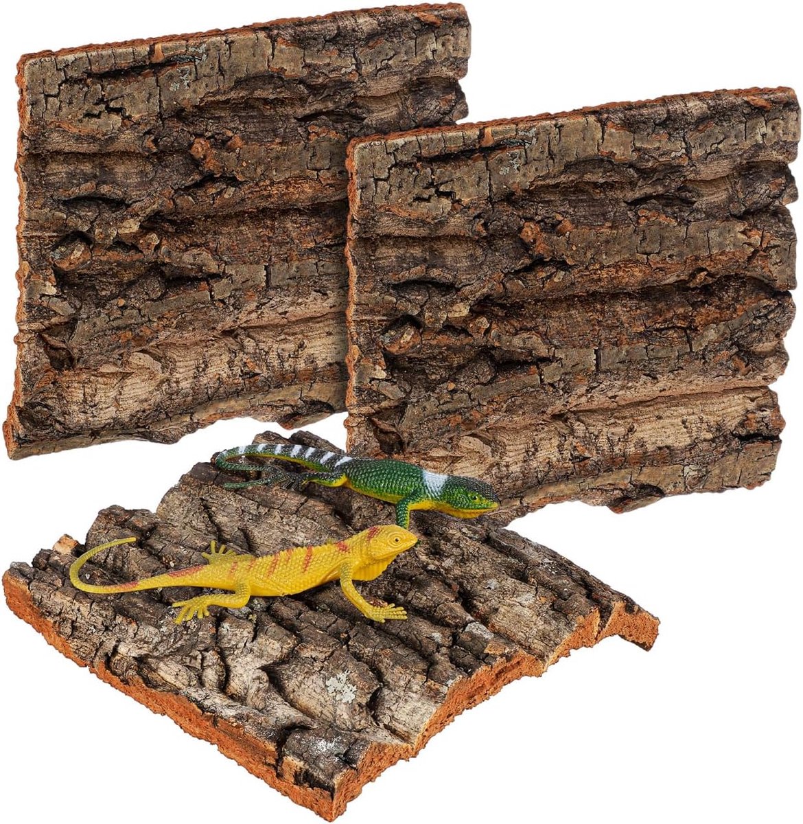 4 stuks kurkterrariumachtergrond, 15 x 15 cm achtergrond met natuurlijke schors, terrariumdecoratie, reptielenklimmat, tankdecoratie voor baardrakenhagedis,