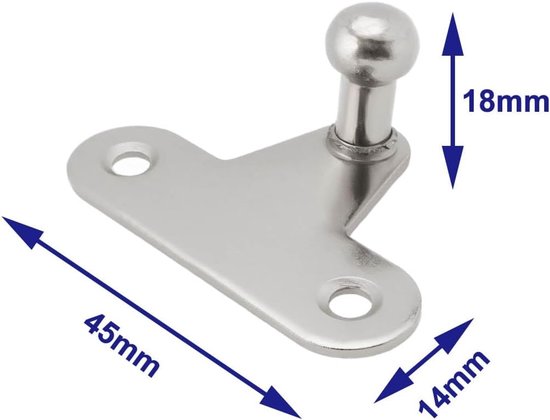 2 Sets Auto Gasveer Montagebeugel Bevestiging Fitting met Kogelkop voor Mechanische Apparatuur Automatisering Apparatuur Meubels 45x14x18mm (Rechte Zitplaat) — afbeelding 3