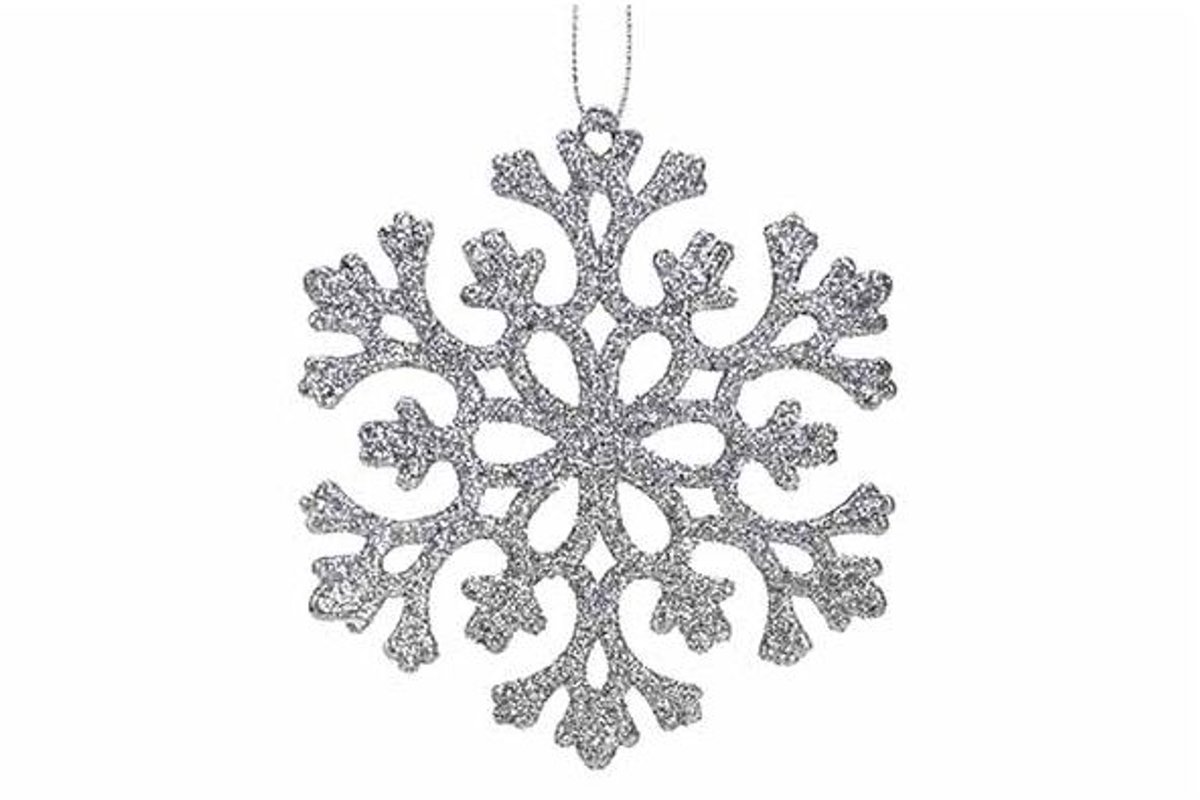 Hanger Flake Glitter Zilver 10xh10cm Kun Ststof