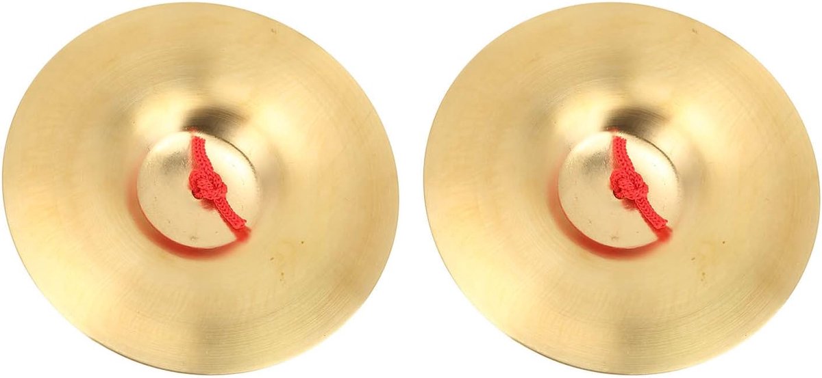 Vingerbekkens, Buikdansen Vingerbekkens Muziekinstrument Kleine Gouden Percussieapparatuur Met Rode Lanyard Voor Opera Militaire Drums Prestaties Danser Partij Koperen Handcimbaal 2 STUK